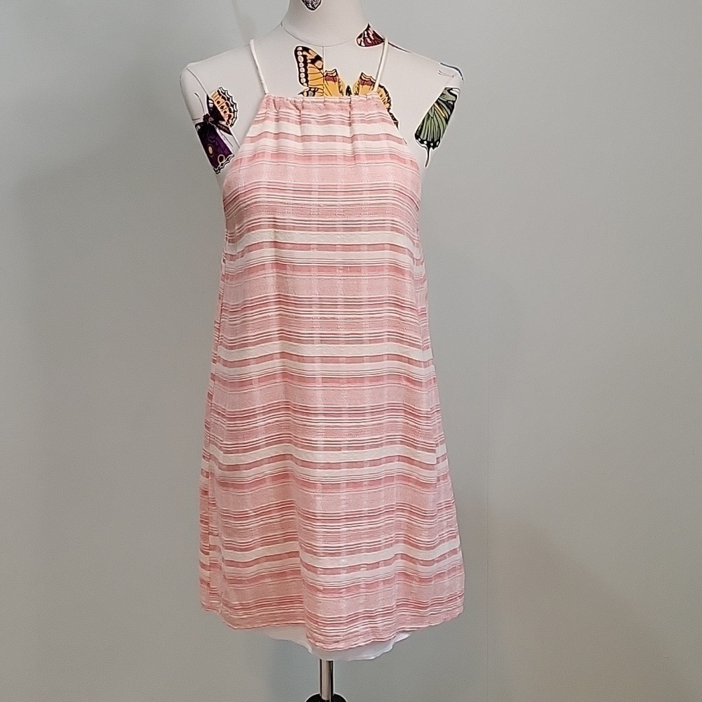 MY BELOVED pink halter mini dress.  95% cotton.  Fully lined.  Size is Small.